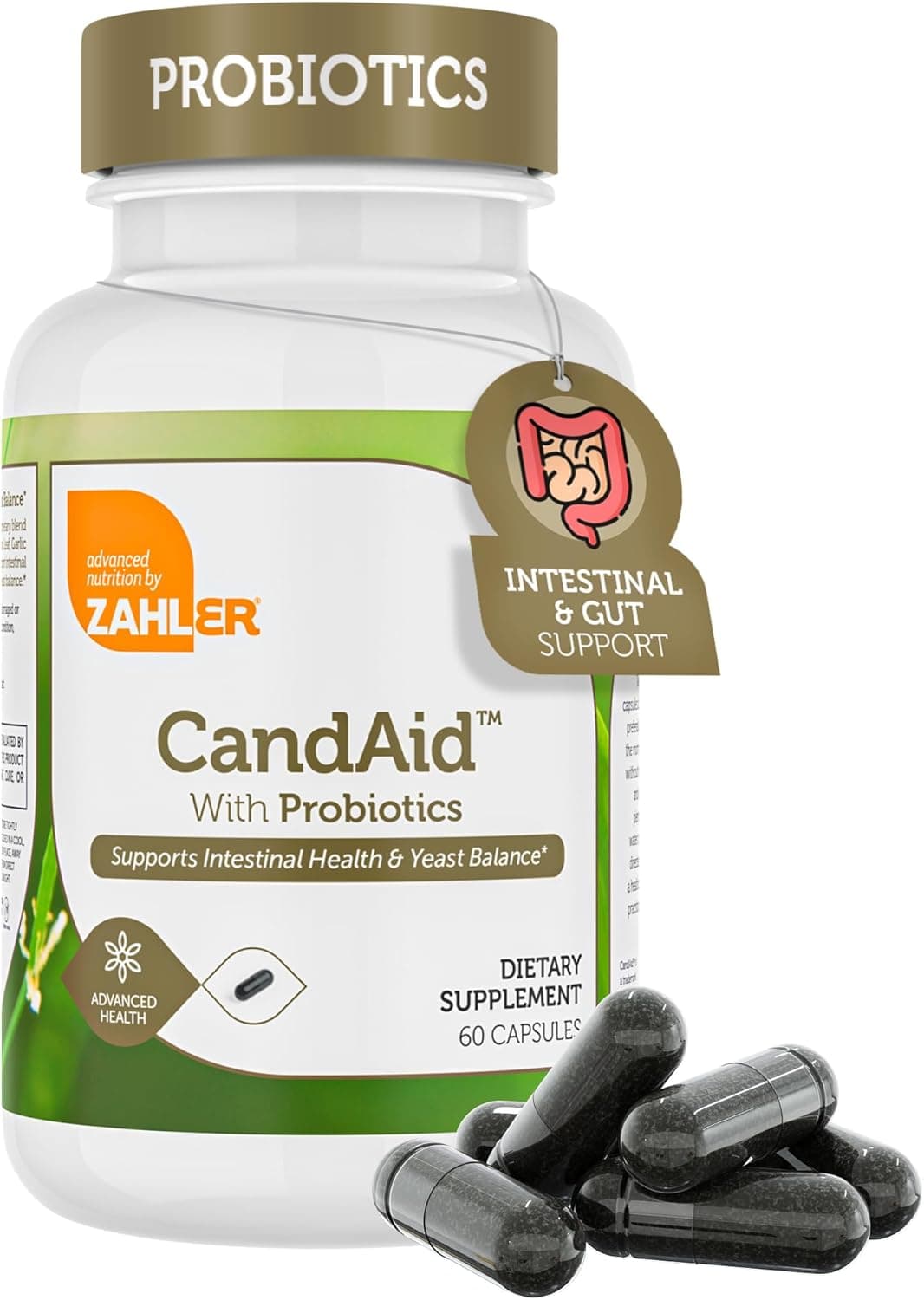 Zahler CandAid Cleanse Digestive Health Supplement with Probiotics for Women Men Daily Adults Men Women Probiotic for Gut Health Overgrowth Kosher 60 Capsules