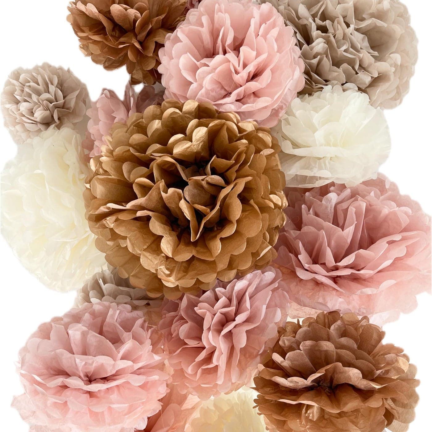 Vidal Crafts 20Piece Boho Tissue Paper Pom Poms Hanging Tissue Paper Flowers for Bridal Shower Decorations Baby Shower Decorations for Girl Wedding Birthday Party Assorted Sizes 6 to 14