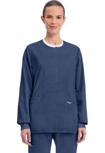 Cherokee Women's Snap Front Warm-up Jacket, Navy, X-Large