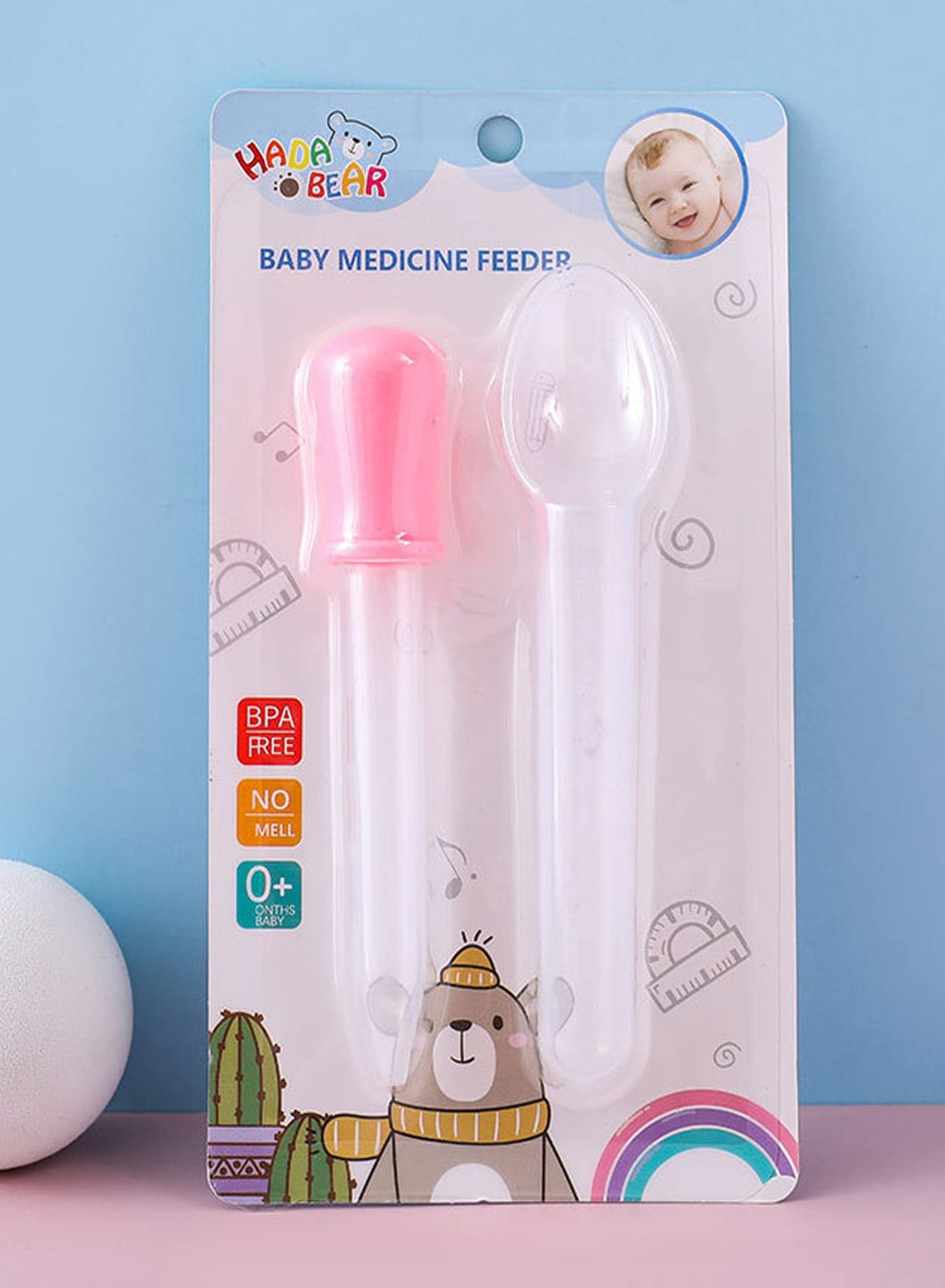 Combination of dropper feeding spoons Pink