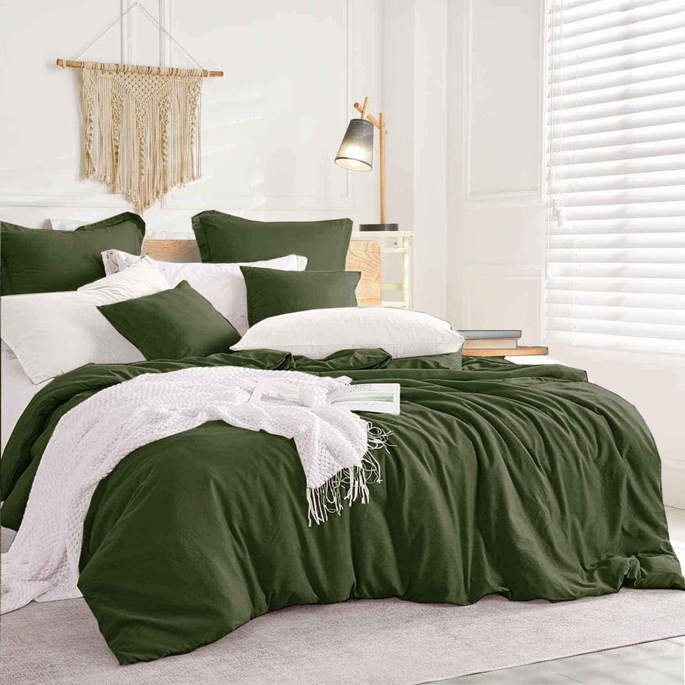 ETDIFFE Green King Size Comforter Set 3 Piece Dark Olive Aesthetic Modern Bedding Set All Season Soft Lightweight Microfiber Down Alternative Comforter Bed Set with 2 Pillow Shams for Women Men