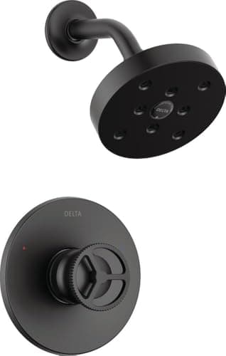 DELTA FAUCET Trinsic Single Handle Shower Faucet with H2Okinetic Shower Head Black Shower Faucet Set Shower Trim Kit Matte Black T14258BL Valve Not Included