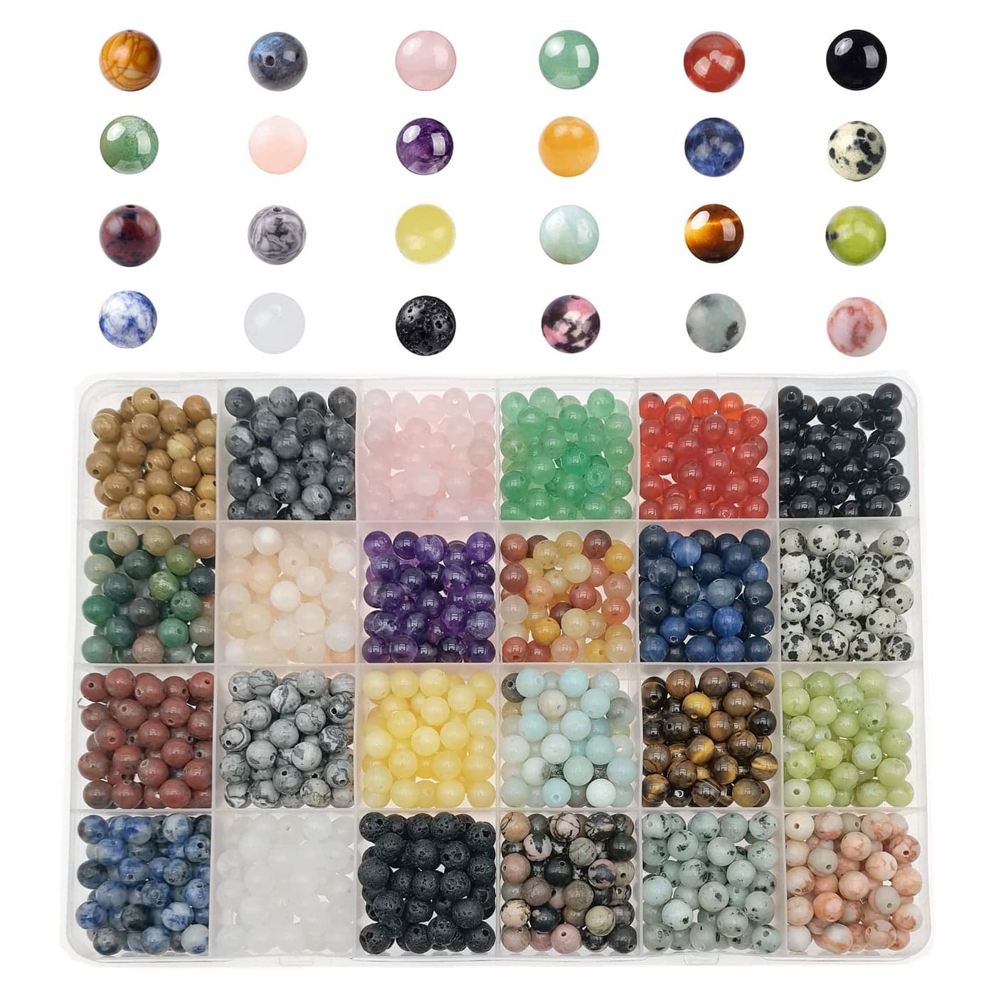 GangGangHao 1200pcs Natural Stone Beads Crystals Round Genuine Real Stone Beading Loose DIY Gemstone for Bracelet Jewelry Making6mm24 Color S3