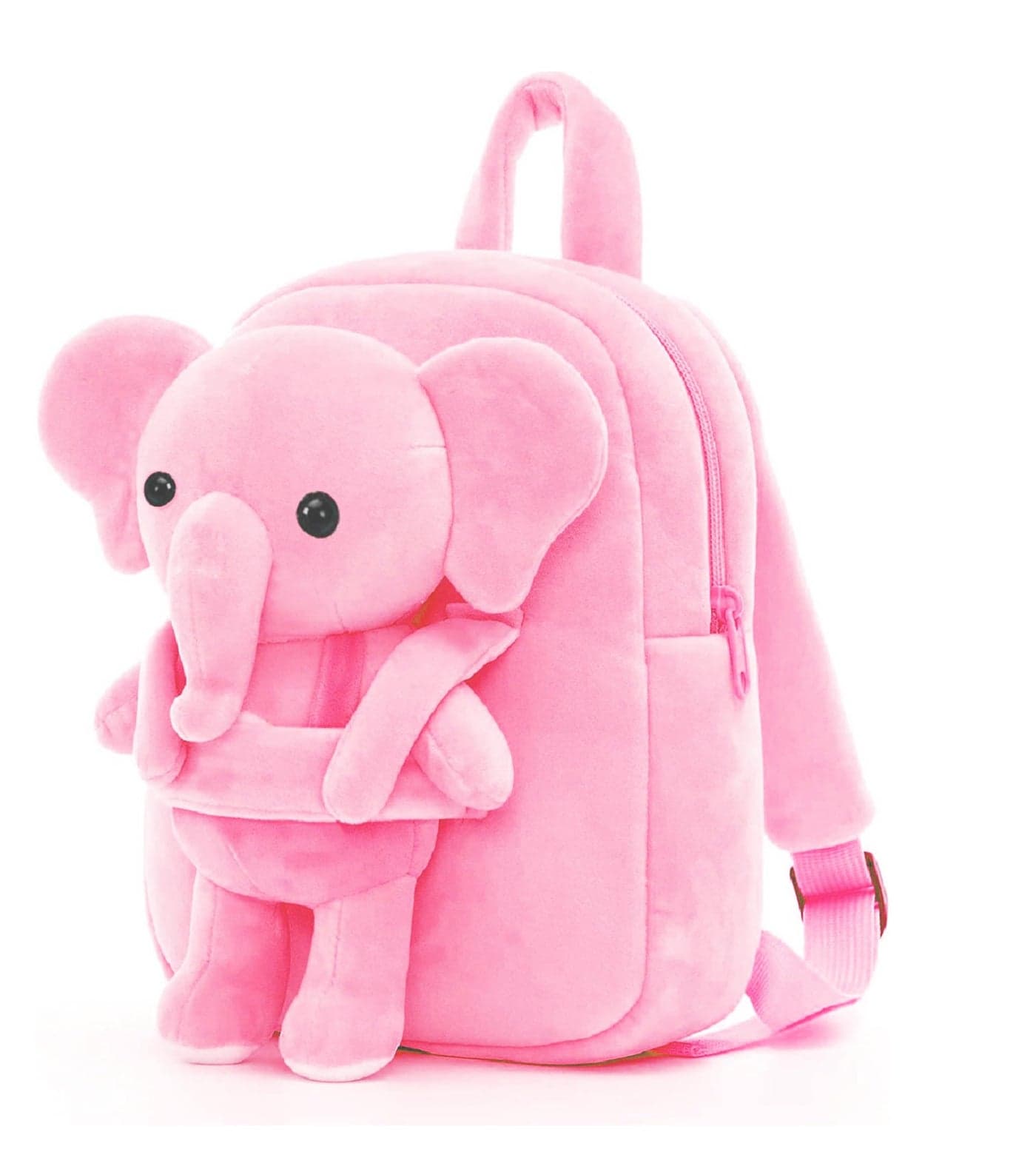 Frantic Kids Soft Animal Cartoon Travelling School Bag Soft Plush 1 Compartment Backpacks Boys Girls Baby for 2 to 5 Years Baby/Boys/Girls Nursery, Picnic,Preschool (FullBody_PinkElehpant)