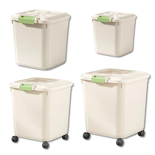 KREPS® Airtight Rice, Grain, Flour Storage With Scoop, Dry Food, Snacks, Sugar, Baking Supplies, BPA Free- Pet Food Storage Container, Dog Cat Birds Food Bin (5kg + 10kg + 15kg + 25kg Set)