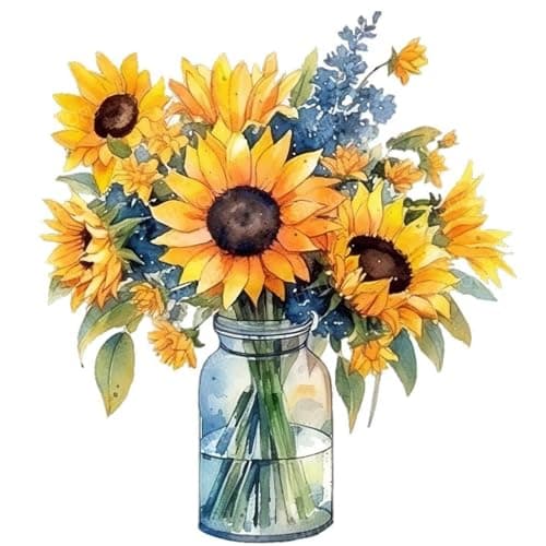 HKLIOPU Stamped Cross Stitch Kits Sunflower Flower Embroidery Starter Kit for Adult Beginners 11CT Needlepoint CrossStitch Patterns Dimensions Kit Arts and Crafts 16X 16 inch