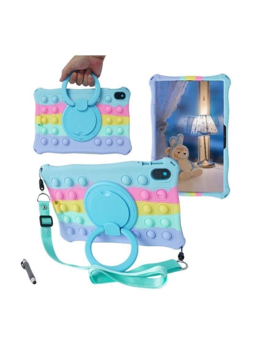 Case Compatible Honor Pad 8 12 inch Kids Soft Silicone 360 Swivel Ring Stand Case with Should Strap and Pen
