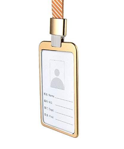 WHNOATOC Golden ID Card Holder for Office, Women, Men, School Students - Stylish Steel Cover Pack of 1