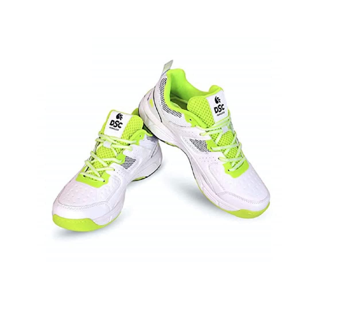 DSC Surge 2.0 Men's Rubber Studs Light Weight All-Rounder Professional Cricket Shoe (White, Size UK: 8)