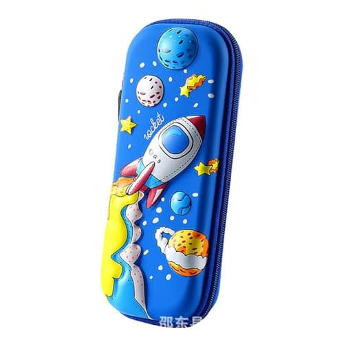 Spiaty Cloth 3D Rocket Multi Layer Pencil Case & Stationery Box, Blue