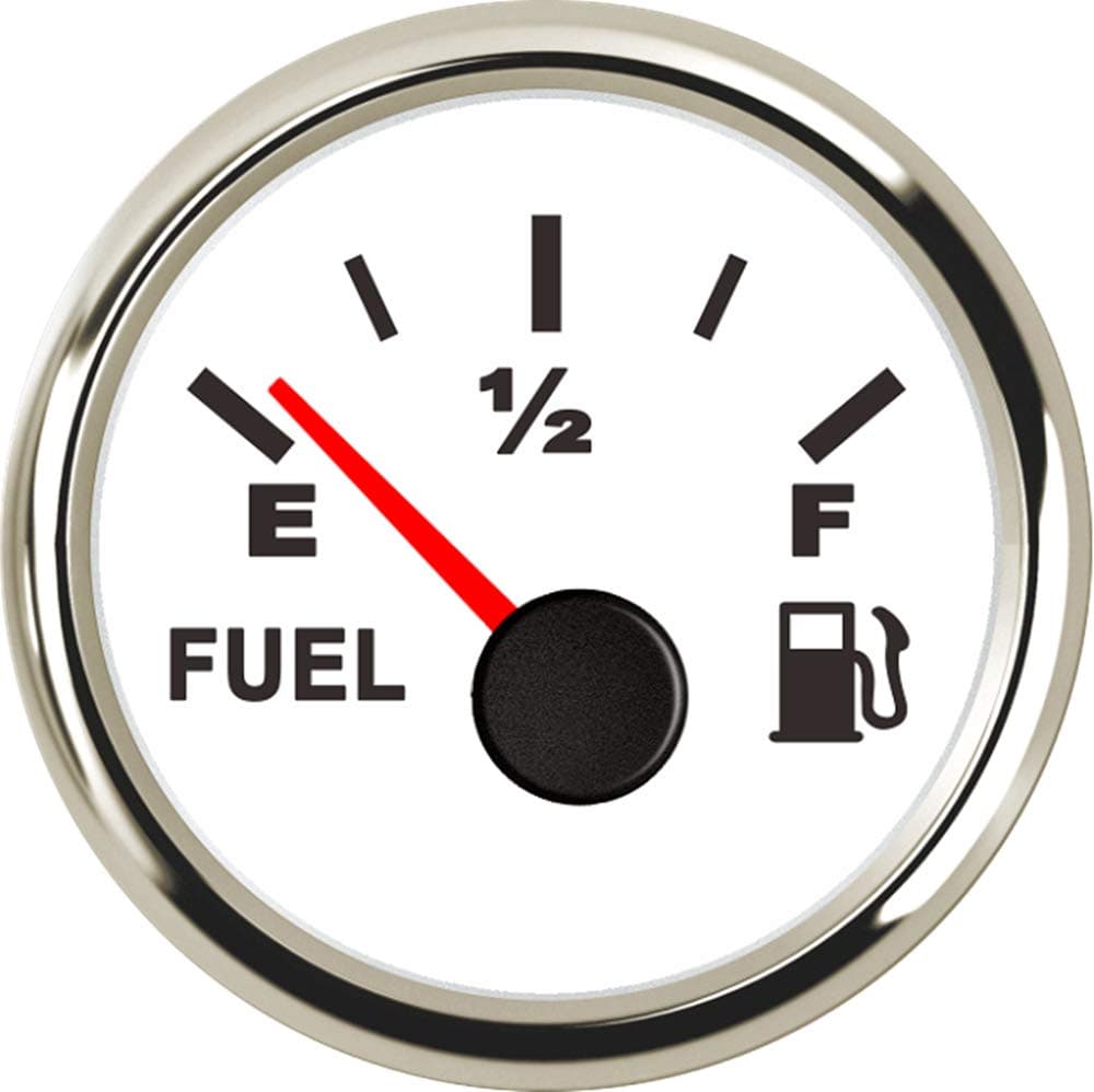 100TECH Marine Gas Fuel Gauge - 240-33 Ohm White Fuel Level Gauge for Boat, Car, Truck, and SUV