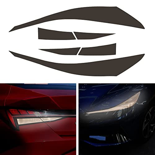 TOMALL Headlight Sidemarker Rear Fog Light Vinyl Films Smoke Tint Compatible with Hyundai Elantra 2021-2023 PreCut Light Transmission Amber Edges Delete Stickers Car Decal Decoration (20% Dark Black)