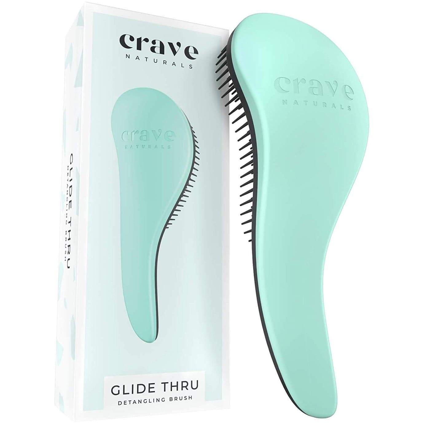 Crave Naturals BIGGIE Glide Thru Detangling Brush Detangler Hairbrush for Wet or Dry Curly or Straight Hair Gentle on Tangles Ideal Hair Brush and Comb for Adults and Kids 84x34Inch Mint