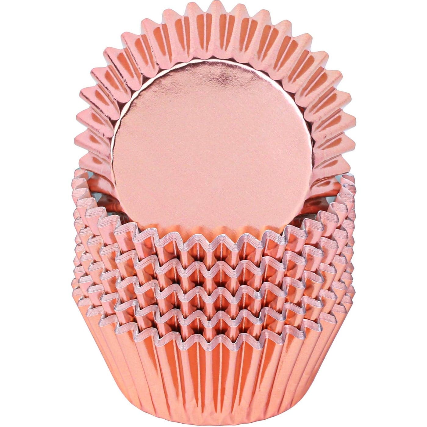 URATOT 100 Pieces Foil Metallic Cupcake Liners Muffin Wrappers Foil Baking Cups Muffin Paper Cases Rose Gold