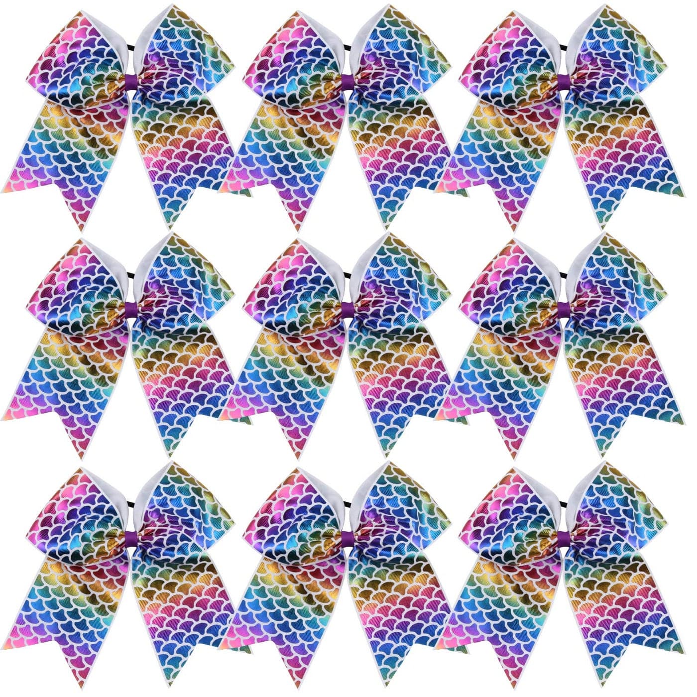 8 Inch Cheerleader Bows Ponytail Holder Solid Color Cheerleading Bows Hair Tie Mermaid