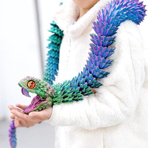 475inch Super Large 3D Printed Snake ModelsMovable TeethFlexible Joint Animal lacertid Figurines Stress Relief Fidget restlessness ADHD Toys Surprise Fantasy Gifts RGB475inch