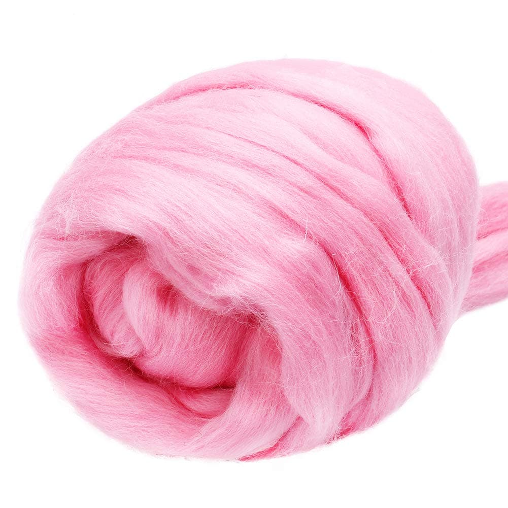 353oz Wool Roving Yarn Wool Felting Supplies Pure Wool Chunky Yarn Spinning Wool Roving for Needle Felting Wet Felting DIY Hand Spinning Pink