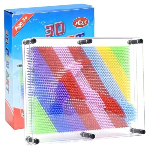 MICKYU Creative 3D Pin Art Board Games 8x10 Inch Colorful Pins Sculpture for Office Desk Toy Classroom Art Tool Sensory Relief Stress for Kids Adults