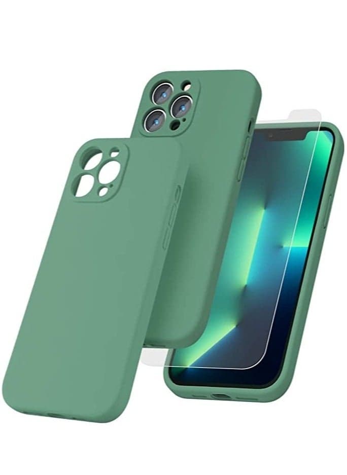 iPhone 12 Pro Max with 2 Pack Tempered Glass Screen Protector Magsafe Case Silicone Phone Case with Microfiber Lining for iPhone 12 Pro Max 6.7 inch 2022,Green