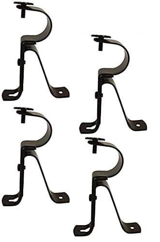 TEJATAN Curtain Rod Bracket for 1Inch Diameter rods Set of 4 2 Pairs Black Can Also be Known as Curtain Rod Hangers Drape Rod Hooks for Wall Curtain rods Brackets Curtain Rod Holders