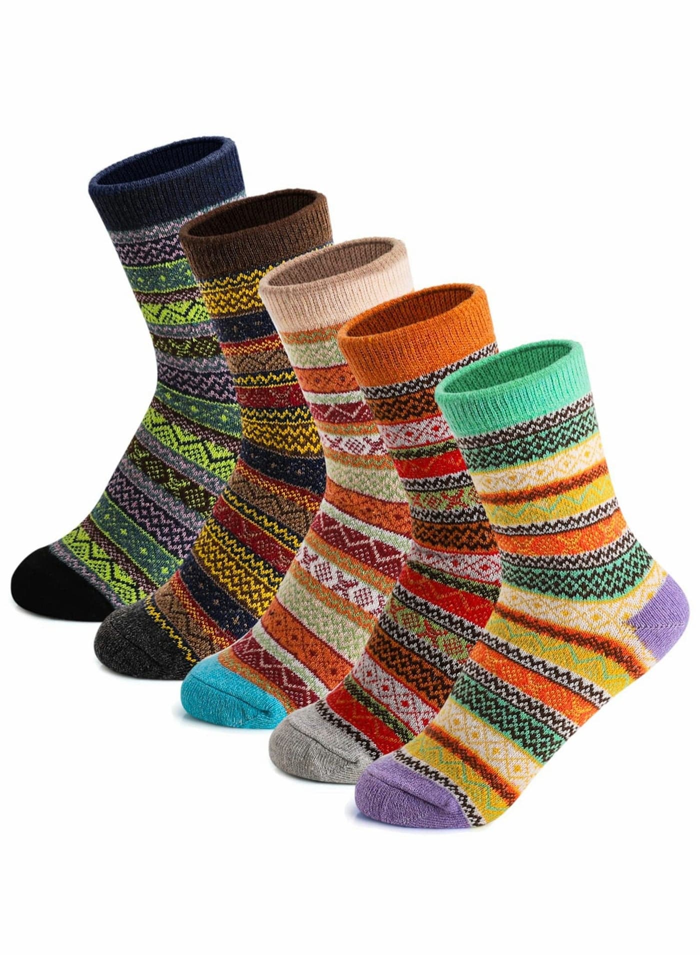 Winter Wool Socks for Women, Vintage Warm Socks Thick Cozy Socks Soft Knit Casual Crew Socks, for Women Cozy Crew Socks(5 Pairs)