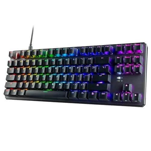 TECWARE Phantom+ 87 Key Mechanical Gaming Keyboard, RGB led, TKL 75% Keyboard, Thocky Sounding, Wraith Red Switch
