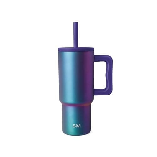Simple Modern Kids 24 oz Tumbler with Handle and Silicone Straw Lid Spill Proof and Leak Resistant Reusable Stainless Steel Bottle Gift for Kids Boys Girls Trek Collection Prism