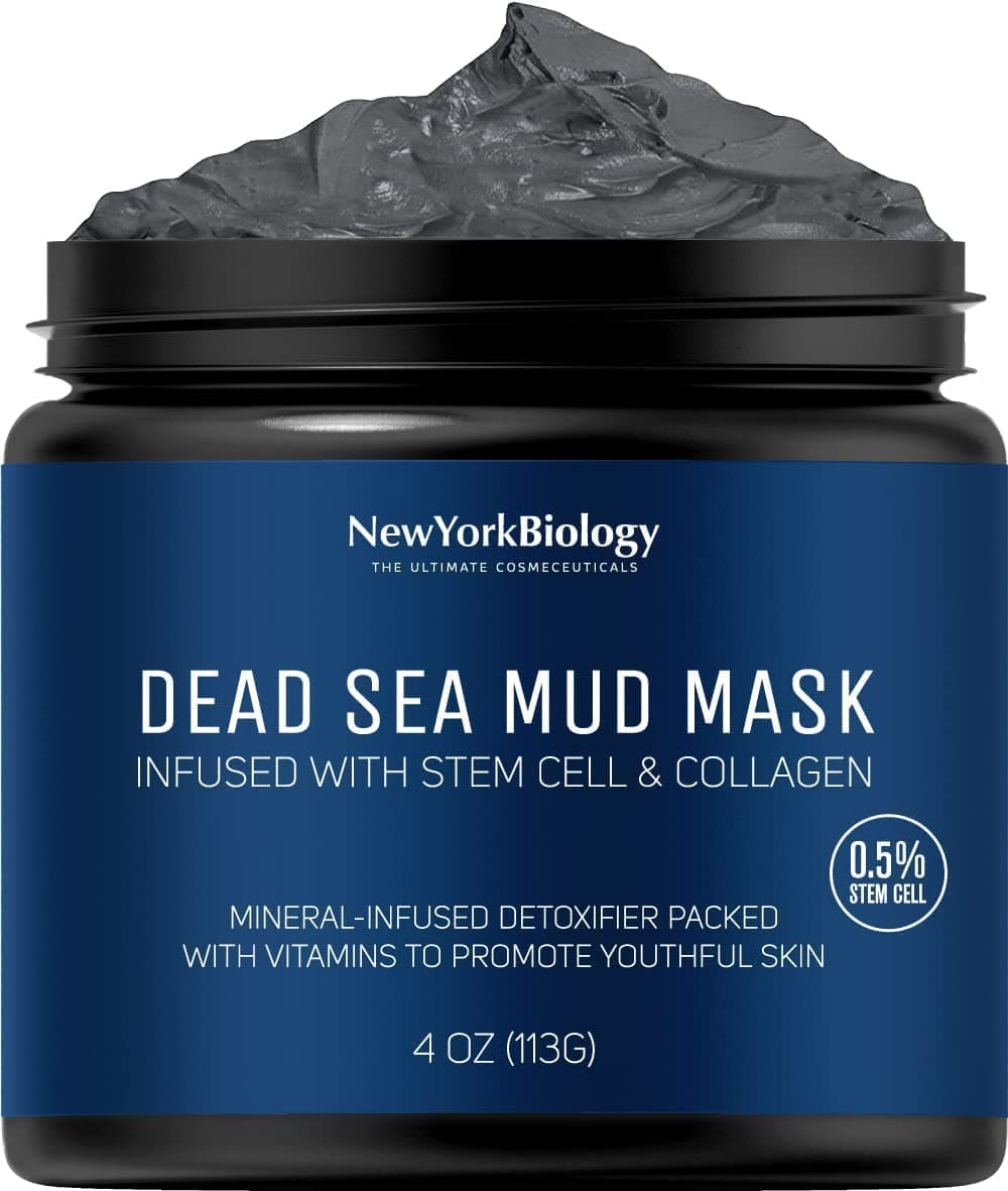 New York Biology Dead Sea Mud Mask for Face and Body with Stem Cell and Collagen Spa Quality Pore Reducer for Acne Blackheads and Oily Skin Natural Skincare for Women Men Tightens Skin 4 oz