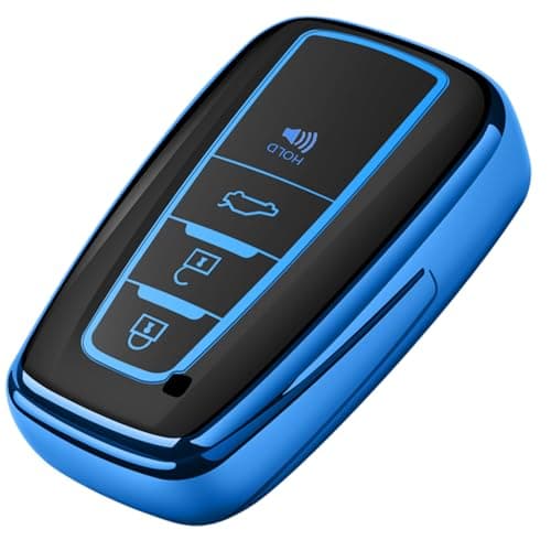 Tukellen for Toyota Key Fob Cover,Special Soft TPU Key Case Cover Protector Compatible with 2019-2025 Rav4 2018-2024 Camry 4Runner 2020-2022 Highlander Corolla Prius Avalon C-HR GT86-Blue