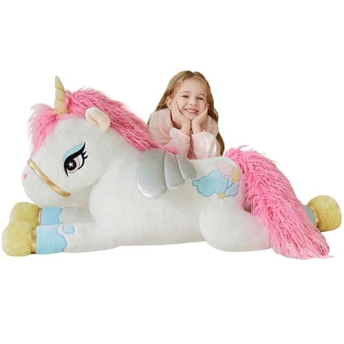 IKASA Giant Unicorn Stuffed Animal Plush ToyLarge Big Jumbo Soft Toys43 Huge Cute Plushy Fluffy PlushieGifts for Kids Girls Girlfriend Children