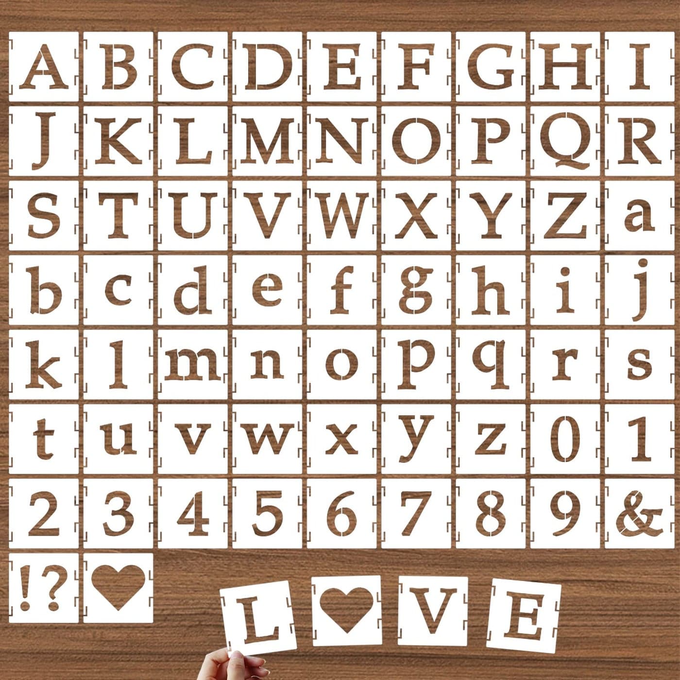 DZXCYZ 6 Inch Alphabet Letter Stencils 65 Pcs Reusable Plastic Letter Number Symbol Interlocking Drawing Template Kit for Painting on Wood Wall Fabric Rock Signage Door Porch