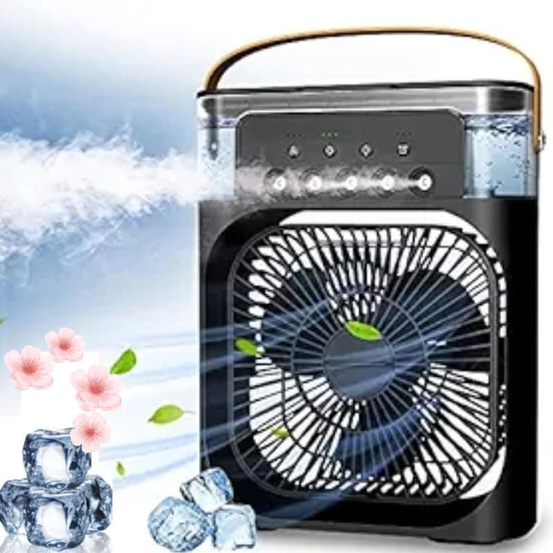 Enfogo FIRST TIME IN EVER WITH LIFETIME REPLACEMENT WARRANTY Elevate comfort with the Portable Air Conditioner Fan This air fan features a 500 ml water tank with 7 colors LED light_Multicolor