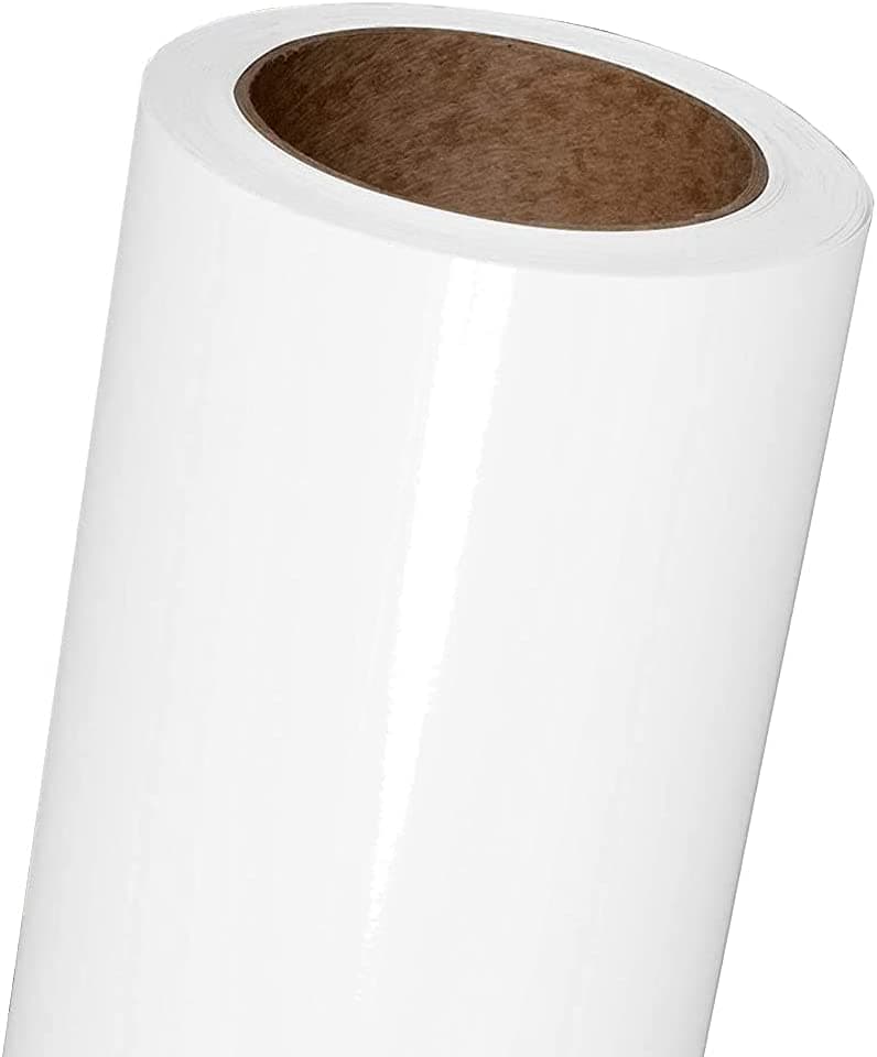 HAPPYMATES Self Adhesive Vinyl Wrap Auto Wrap Film DIY Fit Most Cars & Bikes Waterproof Car Sticker Vinyl Sheet, Interior Sticker, Heat Resistant (12 X 48 Inch, White Glossy)