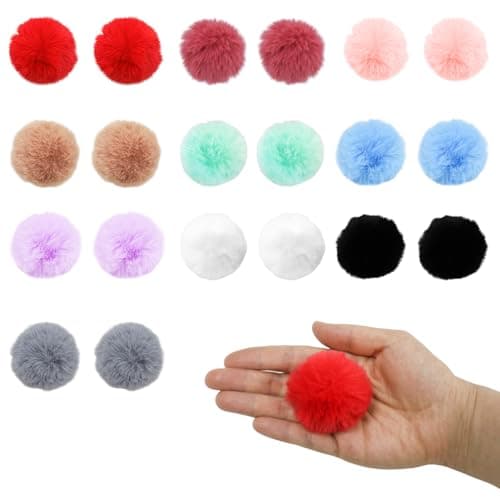 YUYUDEHM 20 PCS Faux Fur Pom Poms 2 Inch Fluffy Pom Poms with Elastic Loop for DIY Crafts Hats Gloves Bags 10 Colors