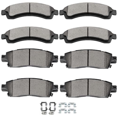 Ceramic Brake Pads Kits,SCITOO 8pcs Brakes Pads Set fit for Buick Rainier,for Chevy SSR,Trailblazer EXT,for GMC Envoy,Envoy XL,Envoy XUV,Jimmy,for Isuzu Ascender,for Oldsmobile Bravada,for Saab 9-7x