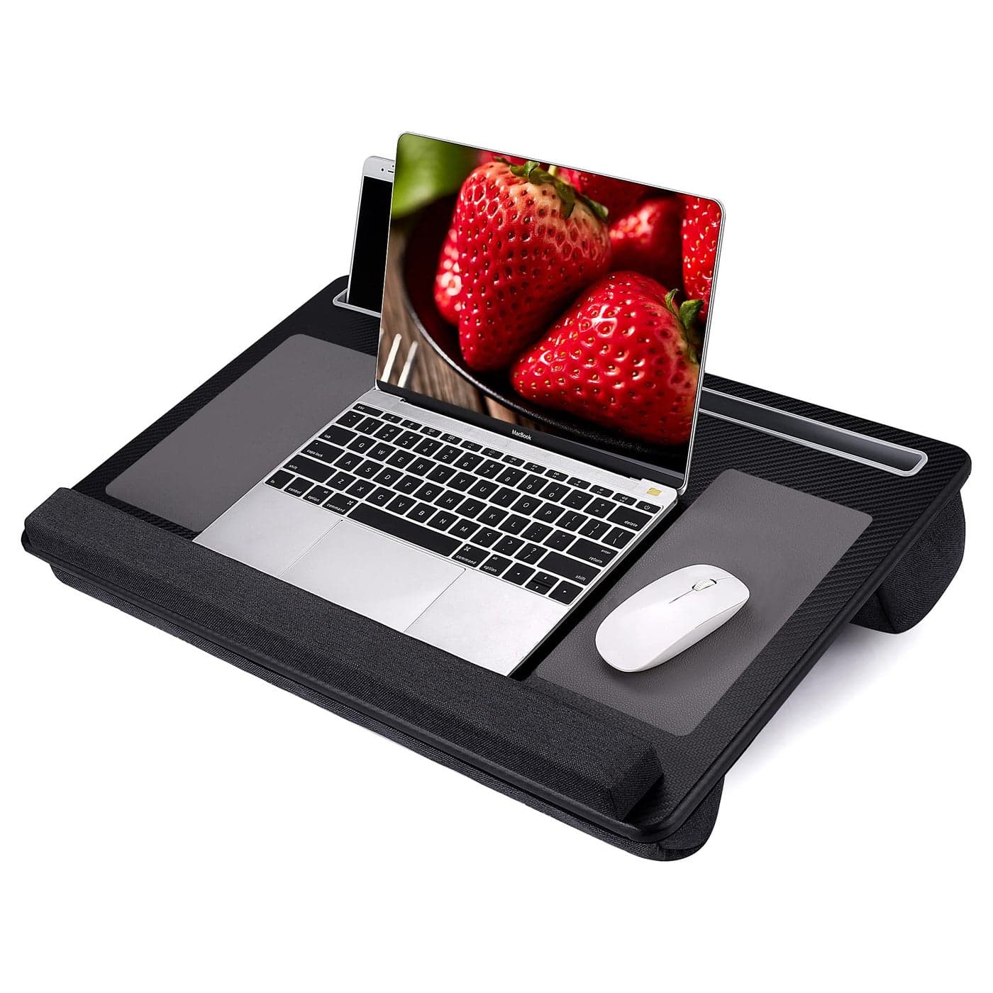 Extra Large Lap Laptop Desk Home Office Portable LapDesk with Mouse Pad Wrist Rest for NotebookMacBookTablet Sofa Bed Working Writing Drawing Carbon Black Fit Up to 17inch Laptops