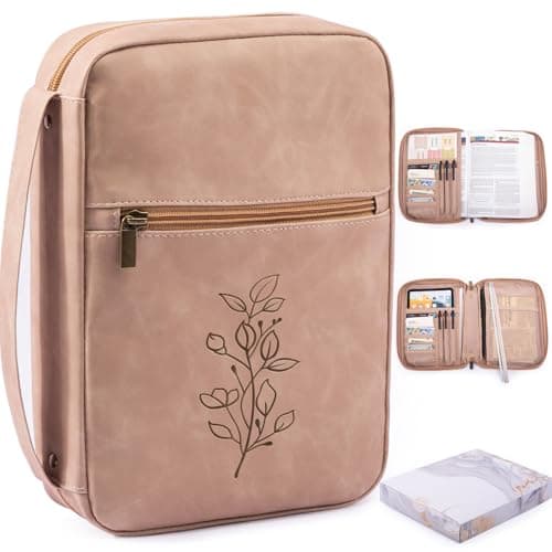 PU Leather Bible Cover - Debossed Bible Case - Carrier - Gift Box with Pocket