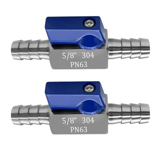 Fitvell 2PCS Stainless Steel 58 Mini Ball Valve Shut Off Valve 58 Hose Barb
