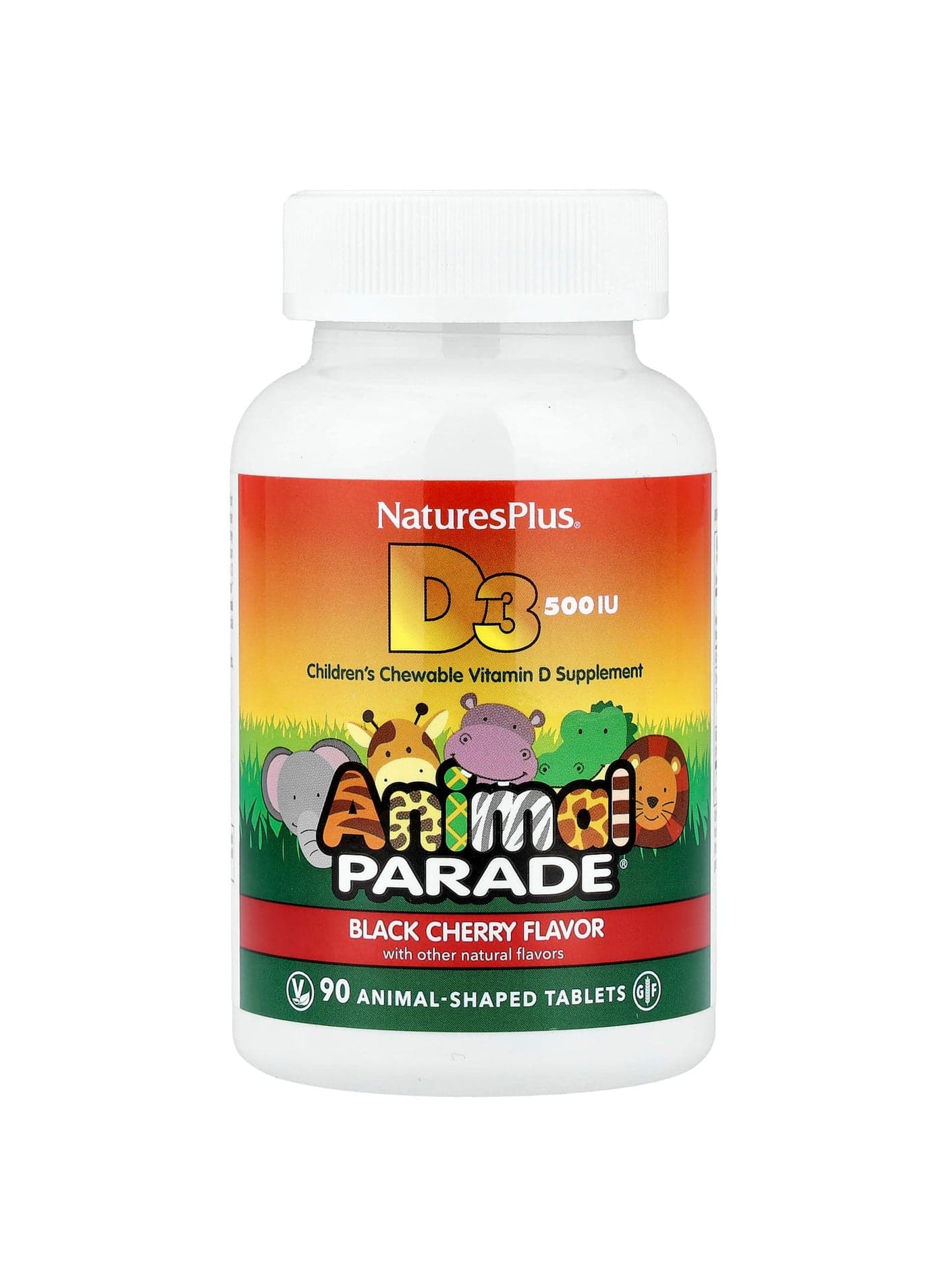 Animal Parade, Vitamin D3, Black Cherry, 12.5 mcg (500 IU), 90 Animal-Shaped Tablets