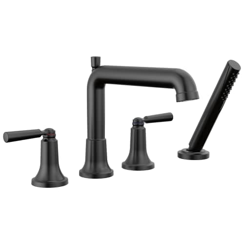 Delta Saylor Roman Tub Faucet with Hand Shower Matte Black Deck Mount Bathtub Faucet Matte Black T4736BL Valve Not Included