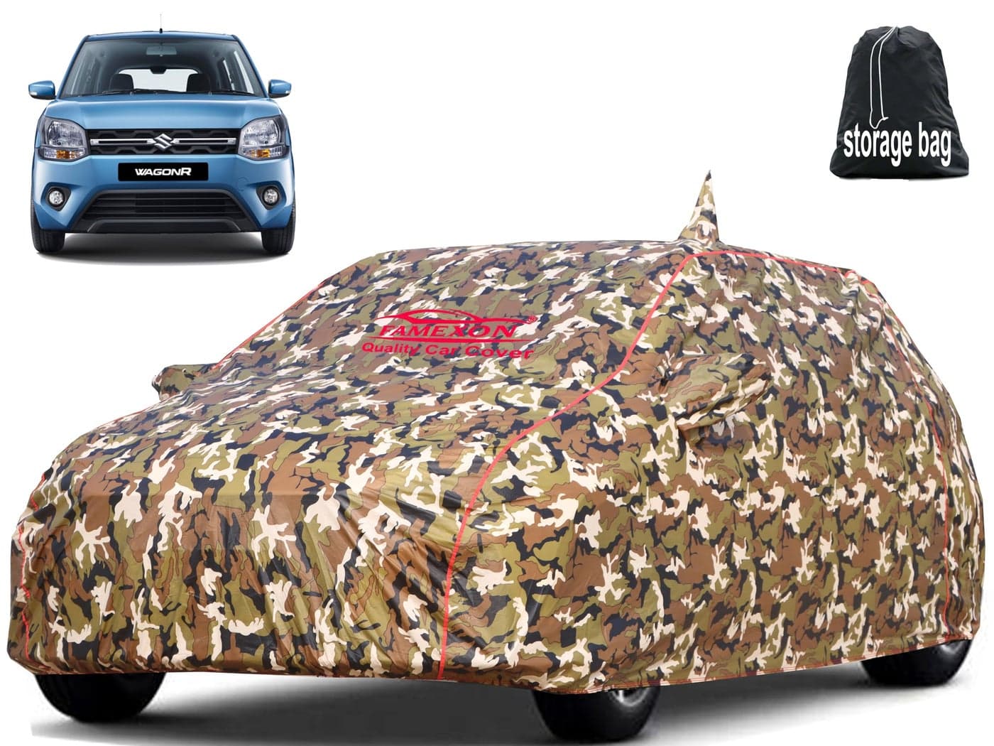 FAMEXON Marruti Wagon R Car Cover Waterproof with Free Bag and All Weather for Car Cover,100% Waterproof Outdoor Car Covers Rain Snow UV Dust Protection. Custom Fit