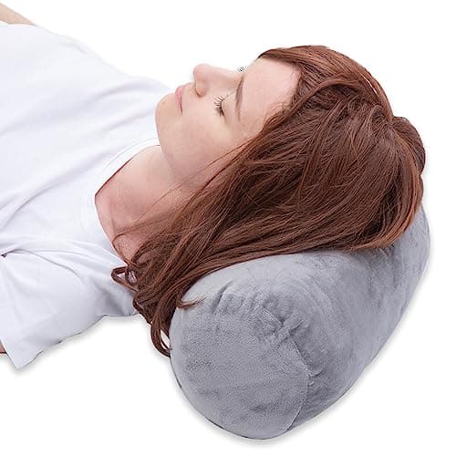 1 MIDDLE ONE Round Cylinder Bolster Pillow with Removable Velvet Cover Tube Roll Cervical Pillow for Head Neck Back and Legs Support 13 x 6 Grey