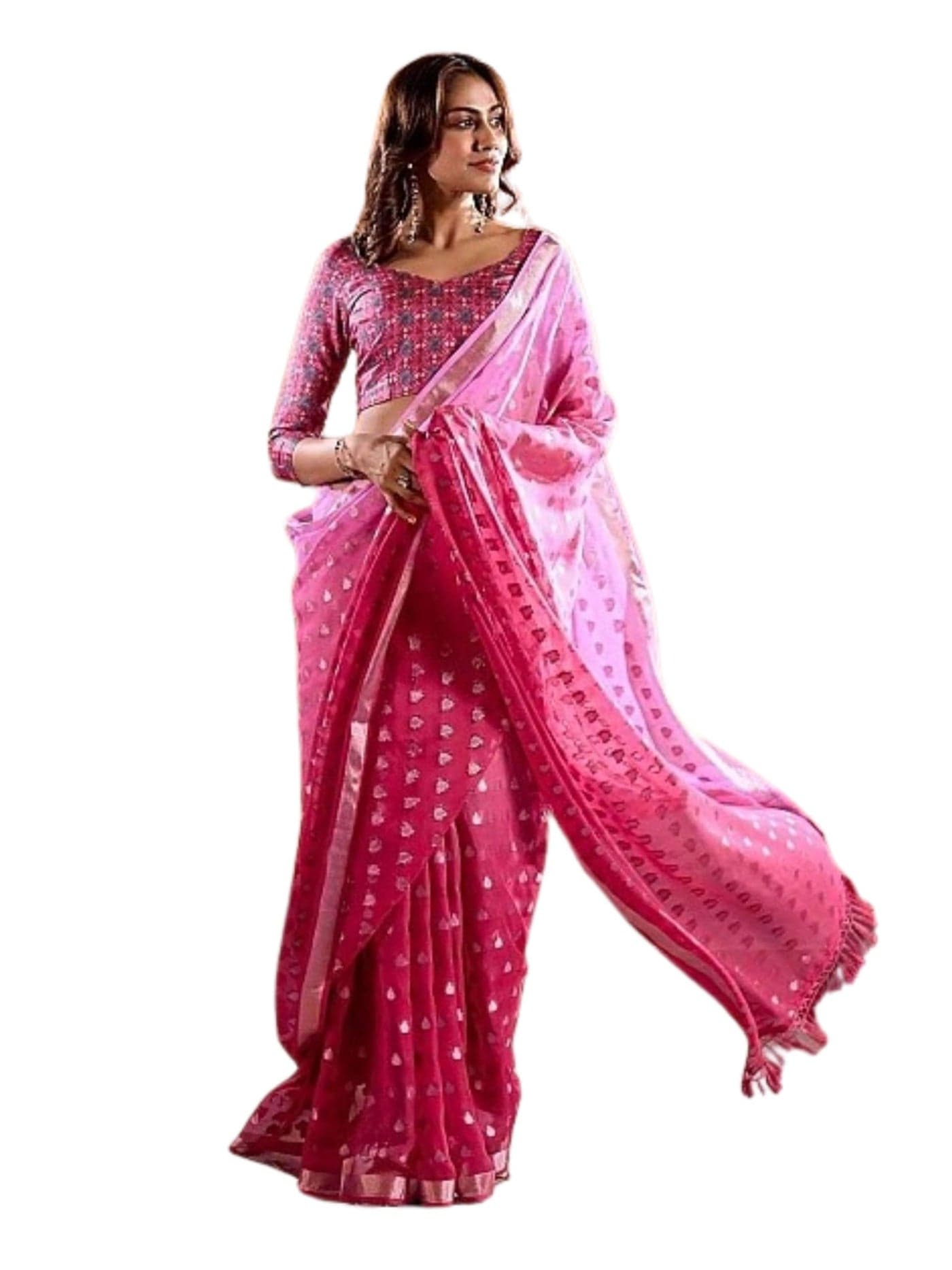 EthnicJunction Women's Georgette Woven Banarasi Saree With Blouse Piece