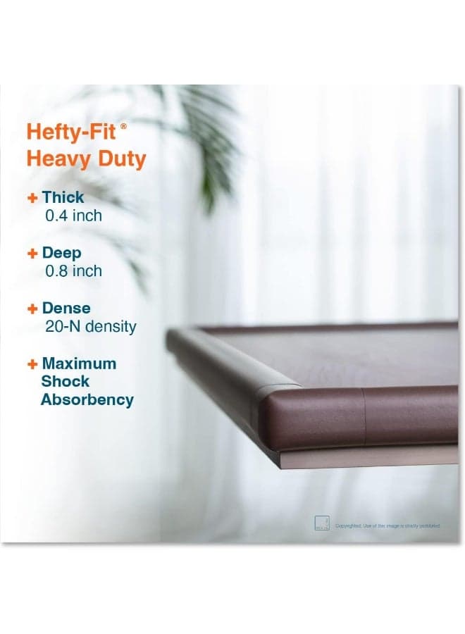 Roving Cove HeftyFit Corner Protector for Baby (4 Large Corners), Heavy-Duty Soft Rubber Foam Furniture Corner Bumper Guards, 3M Adhesive Pre-Taped, Coffee Brown