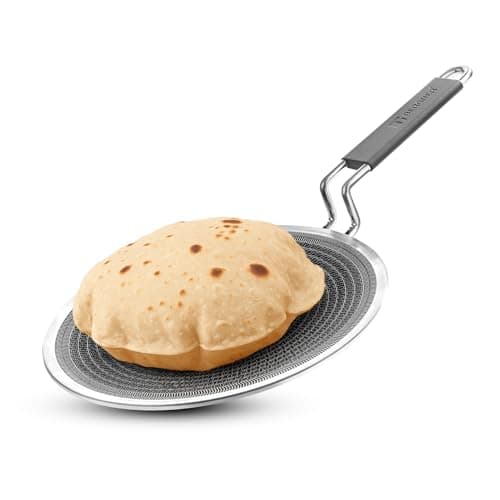 BERGNER Hi-Tech Giro Triply 22cm RotiTawa, Honeycomb Mesh Non-Stick Coating, PFOA Free, Even Heat Distribution, Sturdy and Durable Stay Cool Handle - Induction and Gas Stove Ready