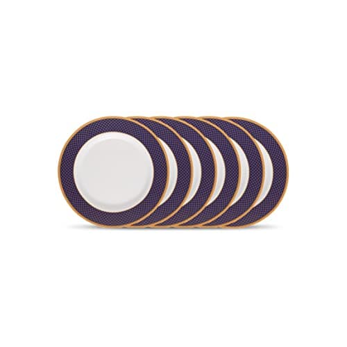 La Opala Diva Sovrana Collection Opal Glass Crockery | Quarter Plate Set of 6 Regent Blue | Side Plate for Snacking & Gifting | Microwave Safe | 100% Vegetarian | Extra Strong | Super Light & White