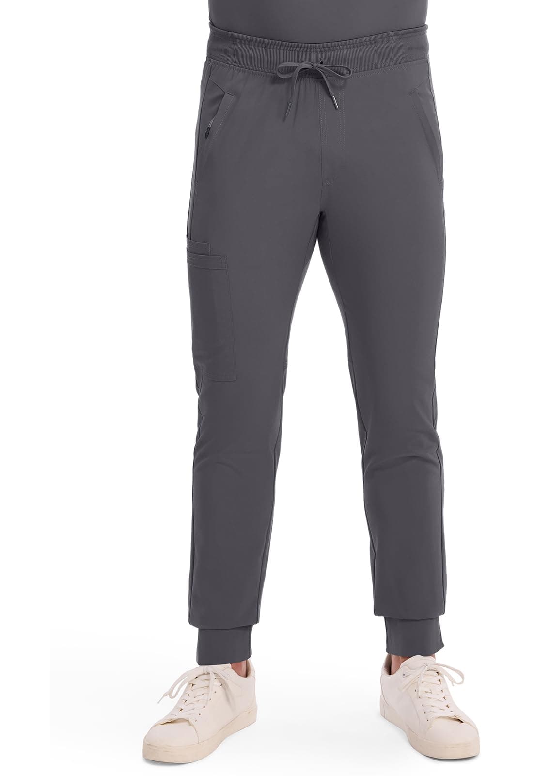Cherokee Infinity Men's Jogger Pants with Drawstring Waist Mid Rise 5 Pockets Bottoms CK004A, S, Pewter