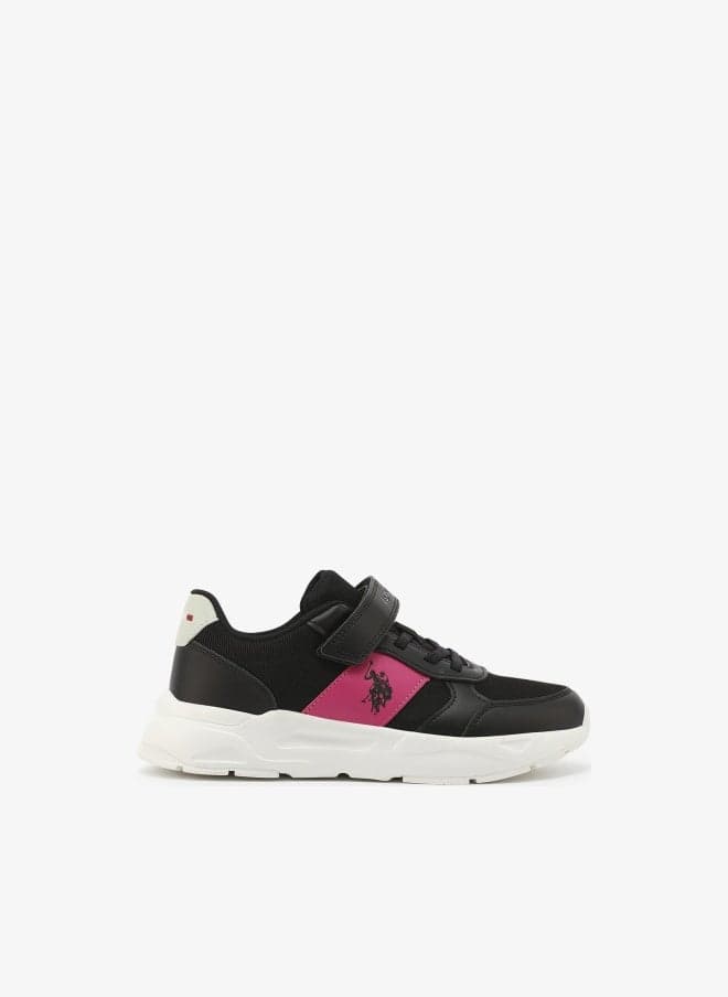 U.S. Polo Assn. Lorena Girl's Comfortable Stylish Casual Everyday Low Top Sneaker - Black