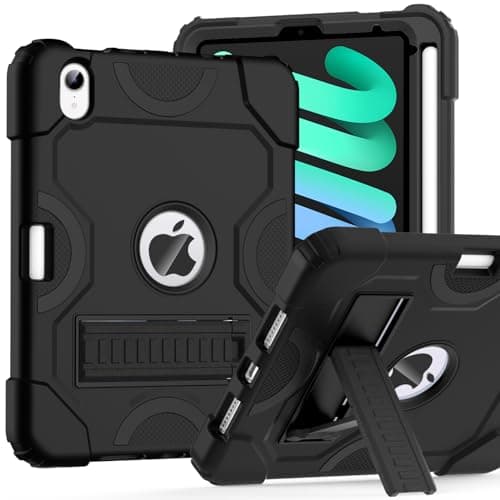 Cantis Case for iPad mini 7 A17 Pro 2024/ iPad mini 6 2021 8.3 Inch, Heavy Duty Shockproof Cover for iPad mini 7th/ 6th Generation 8.3" with Pencil Holder, Black