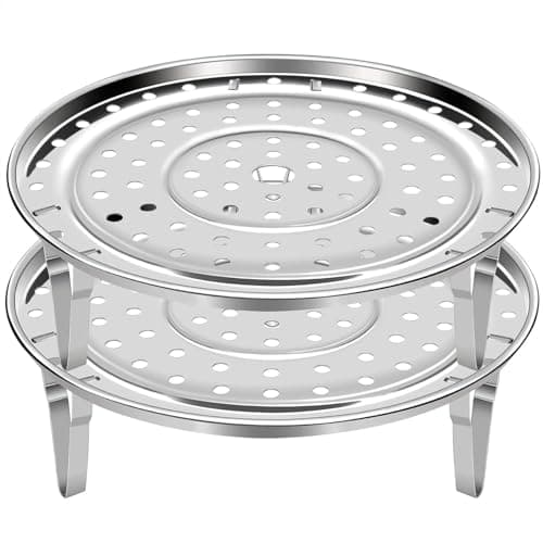 Valajogi 2 Psc Stainless Steel Food & Vegetable Steamer | Round Expandable Steam Plate | Detachable V-Stand | Pressure Cooker & Kadai Compatible Small 20cm- Large 22cm (Combo)